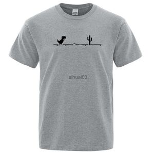 メンズTシャツメンズTシャツプリントディノサウルスサボテン面白いトップス夏のコットンTシャツカジュアルOネックTシャツストリートウェアベーシックトップ