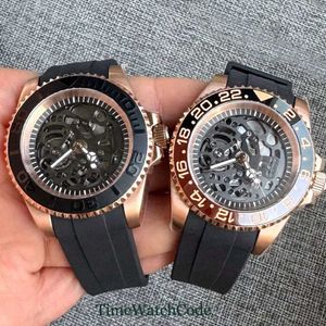 Diğer Saatler Tandorio İskelet Erkekler İçin Otomatik Saat NH72 Hareketi 10atm Su Geçirmez 40mm Sapphire Kristal See-Through Dial Gül Altın Kaplama J240131