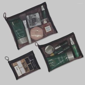 Storage Bags Black Mesh Makeup Travel Portable Wash Lipstick Toiletry Sanitary Napkin Headphone Bag Organizer