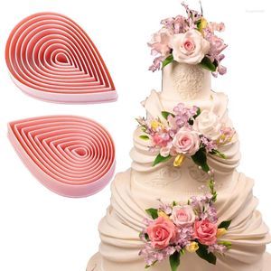 Pişirme Kalıpları 10 PCS Su Damlacıkları Çerez Kesici Seti 1.5-9.6cm Gül Çiçek Taç Petal Şekli Hamur Pastası Polimer Kil Kesiciler Meyve