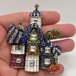 Brooches Fashion Fairy Tale Castle Brooch Large Men And Women Retro Pins Holiday Party House Accessories Gift Wholesale