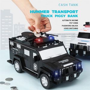 Hasło do odcisku palców ciężarówki gotówkowe Piggy bank dla dzieci pudełko moneta papierowy bank Bezpieczne oszczędność pudełka Alcancias Music Toy Prezent 201267Y