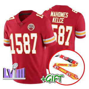 Atacado personalizado camisas de futebol Kansas''City''Chiefs''Men 15 Patrick Mahomes 87 Travis Kelce 10 Tyreek Hill Mulheres Juventude 1587 Mahomes Kelce Limited Jersey 5XL 6XL