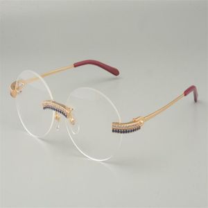 2019 Yeni moda üst düzey gözlükleri çerçeve 8100903-B Çift Sıralı Elmas Benzersiz Tasarım Altın Klasik Retro Yuvarlak Gözlükler Çerçeve 58-18-1242Z