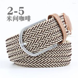 Belts TJ-TianJun Elastic Woven Waistband For Men And Women Alloy Pin Buckle Free Adjust With Waistline Two Color Belt More Casua