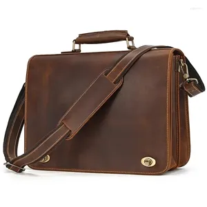 Bortkroppar Vintage Leather Business Portcase Messenger Bag for Men