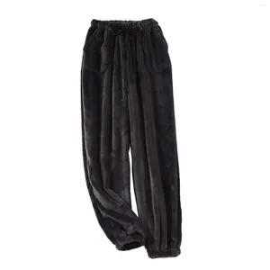 Men's Sleepwear Pants Pajama Leg Home Flannel Winter Sleeping Coral Waist High Fleece Thickened Close-up Loose Trousers