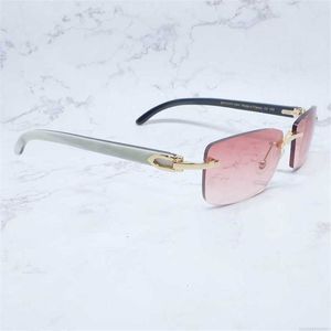 Sunglasses Buffalo Horn Sunglasses Carter Rimless Square Luxury Designer White Black Buffs Glasses Trendy Eyewear gafas de sol hombre 9LNJ