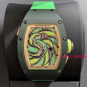 RM Bilek Saati Richardmilli Montre bilek saati RM37-01 Pamuk Şeker Kadın Serisi 18K Gül Altın İki Ton Seramik Emaye Yüzlü Elmas RM3701