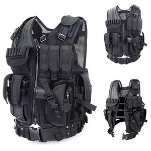 Aggiornamento 1000D crittografia doppia maglia durevole tattico Molle Airsoft Vest caccia regolabile CS combattimento Paintball equipaggiamento militare 240125