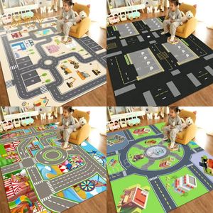 Carpet for Living Room Kids Play Floor Mat Bedroom Decoration Bedside Sofa Table Doormat Modern Road Traffic Route Map Area Rug 240131