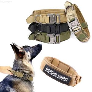 Dog Collars Leashes Tactical Police Dog Collar Military調整可能なデュアリーナイロンドイツのシェパード用大規模なウォーキングトレーニングペットアクセサリー用