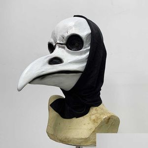 Máscaras de festa medieval steampunk praga tor máscara látex com pano punk pássaro cosplay adt halloween traje adereços x0803 gota entrega ho dhq9e