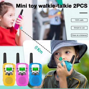 Walkie talkie 2 peças mini crianças transceptor portátil 6km receptor rádio em dois sentidos walkie-talkie comunicador brinquedos para meninos meninas