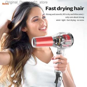 Hair Dryers Transparent Hair Dryer Professional Electric Hair Dryer Hot And Cold Strong Wind Powerful Blower Temperature With 2 Nozzle Q240131