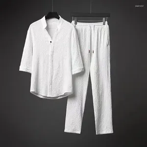 Męskie dresy 2024 Styl letni mężczyźni Modna moda Solid Kolor T-shirt garnitur męski Zestaw 5xl 5xl