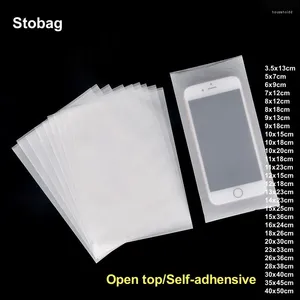 Present Wrap Stobag CPE Frostade väskor Öppna Top Self -Badensiv tom plastförpackning Pouch Sealed Storage för telefonfodral Elektronisk produkt