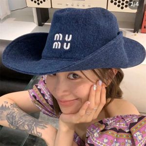 Широкие шляпы дизайнерские женские джинсы Mumu Buckte Hat Denim Atted Flanging Bonnet Fisherman Hat Mense Beanie Cowboy Sunhat подарок