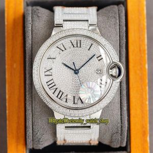 الساعات المجوهرات الأبدية 0049 RFF V7 EDITION GYPSOPHILA CZ Diamond Dial Super 2836 Automatic Diamonds Case Iced بالكامل Mens W2866