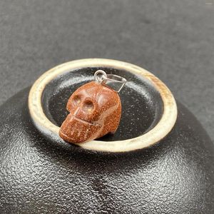 Decorative Figurines S1163 Crystal Tiger Eye Agate Skull Carved Semi-gem Ghost Head Necklace Pendant Halloween Accessory