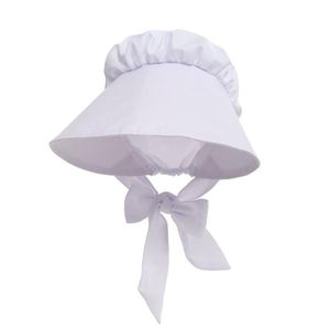 Women Adult Cotton Bonnet Hat Costumes Victorian Sun Pioneer Colonial pilgrim prairie Oversized White Black Vintage Maid Cosplay H225t
