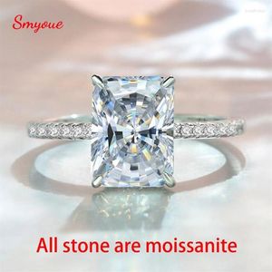 Anelli a grappolo Smyoue Anello solitario in Moissanite con taglio radiante da 4 ct per donna D Colore scintillante Fede nuziale con diamante creato S925 Sterl289F