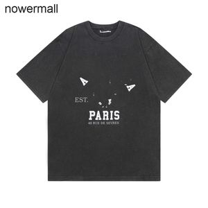 新しいソフトショートカジュアルバレンキャリガリーTシャツの印刷バレンシガリーコットンメンズリンクル抵抗性Tシャツの手紙ファッション03002スタンドライニングメンTS16