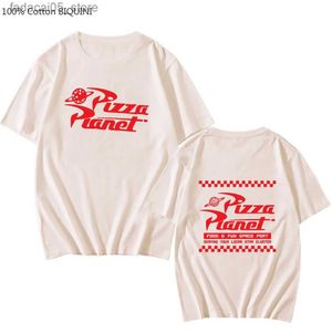 Homens camisetas Pizza Planet Servindo seu Local Star Cluster Carta Imprimir T-shirt Mens 100% Algodão O-pescoço Camisetas Regular Fit Masculino Tee-shirt Tee Q240131