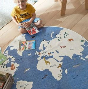 Nordic World Map Play Mats Cotton Cartoon Mat Baby Carpet Boy Girl Crawling Blanket Kids Maze Game Mat Play Toys Bedside Rug 240131