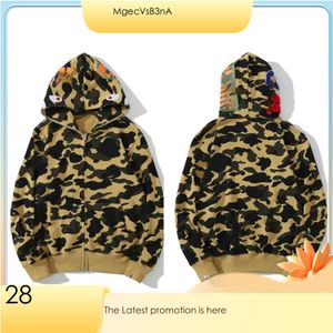 Bapesta bezpłatna klasa wysyłki projektant Pink Hoodie Mens A Bathing Ape Hoodie Caoser Woman zip Up the Bath Ape Shark Blue Blue 413