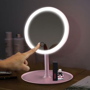 Светодиодное зеркало для макияжа со светодиодной подсветкой Зеркало для туалетного столика Светодиодное зеркало с подсветкой Портативные перезаряжаемые зеркала miroir CFTDIS T200114288b