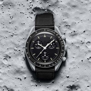 Designer Cioceramic Planet Moon Mens Watches Black Sport Watch 42mm Nylon Watches Quartz Clock Relogio Masculino rostfritt safir177k