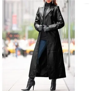 معاطف الخندق النسائية معطف جلدي معطف من الحملان المصنوع يدويًا اتجاهات الأزياء الطويلة