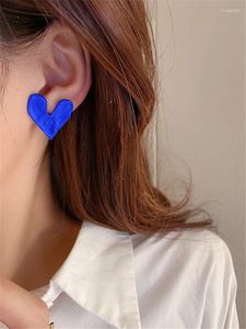 Stud Earrings Blue Irregular Metal Heart-shaped Fashionable Sweet Elegant Geometric Girl Travel Party Jewelry 2024