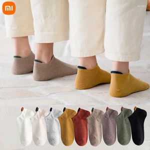 Nattljus Xiaomi Men's Spring/Summer Socks Thin Boat Solid Color Bowable Cotton Sports Women's Short 5 Par