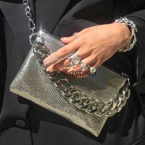 Shoulder Bags Luxury Designer andbag For Women Cunky Cain Metallic Silver Sequins Covered Lock Soulder Crossbody Free SippingH24131