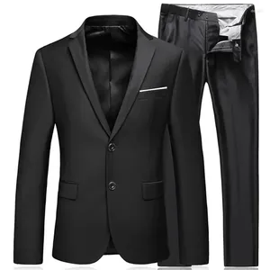 Men's Suits 2024 Business Fashion High Quality Gentleman Black 2 Piece Suit Set   Blazers Coat Jacket Pants Classic Trousers