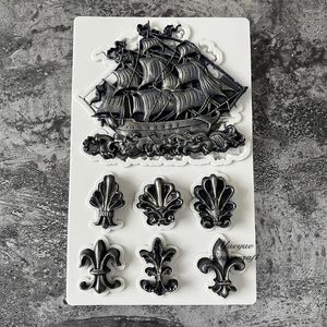 Moldes de cozimento navio silicone resina epóxi molde de gesso molde de bolo moldes de fondant ferramentas de decoração diy
