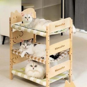 Cama de madeira para animais de estimação verão cama de gato gatinho rede resistente cama de cachorro de madeira sólida cama de cachorro pequeno camas múltiplas 240131