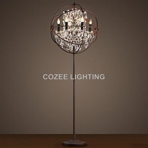Lampy podłogowe Vintage Crystal Lampa Oświetlenie Oświetlenie LED Kula Cristal Home Home Restaurant Living and Jading Room257T