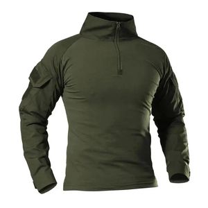 Men Army Tactical T Shirt Camouflage Long Sleeve Zipper Assault Frog Combat Shirt Soldiers Military Uniform Club Prom Shirt Cool 240131