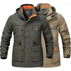 Herrenjacken Taktische wasserdichte multifunktionale Jagd-Angeljacke Camping Wandern Militärfracht Multi-Pocket-Kapuzenfleece