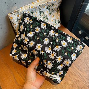 Lagerung Taschen Frauen Floral Make-Up Fall Organizer Koreanische Reise Kultur Stickerei Sanitär Serviette Tampon Beutel Kosmetik Tasche Schönheit