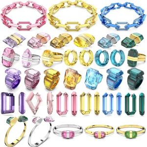 Halsband original 2023 utsökta smycken set lucent samling färgglada kristall kvinnors örhängen halsbands ring armband högkvalitativ gåva