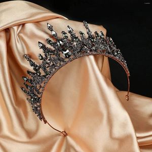 Hårklipp kronor för kvinnor - svarta gotiska flickor vintage barock drottning tiara bröllopstävling prom huvudstycken