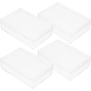 Smyckespåsar 4 datorer Transparent Box Plastic Organizer Fall för små föremål Boxar Behållare Pärlor Rensa organisering