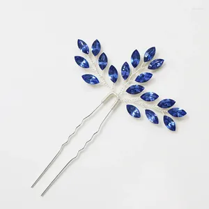 Fermagli per capelli Arrivo Colore blu Strass Spille da sposa Clip Accessori per gioielli da sposa Ornamento decorativo fatto a mano per la testa