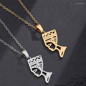 Pendant Necklaces SONYA Egyptian Queen Nefertiti Women Jewelry Silver Color Gold Color Stainless Steel Jewellery African288S