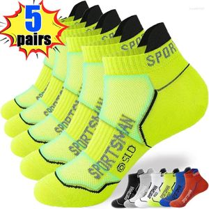 Men's Socks 1/5Pairs Summer Sports Men Breathable Cotton Ankle Deodorant Anti-slip Football Running Thin Cut Short Sox