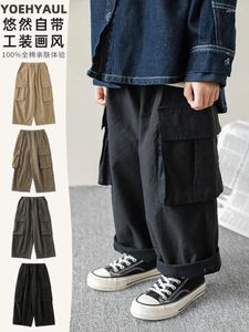 Pantaloni Abbigliamento da ragazzo Pantaloni casual a gamba dritta larghi con tasche alla moda per bambini autunnali